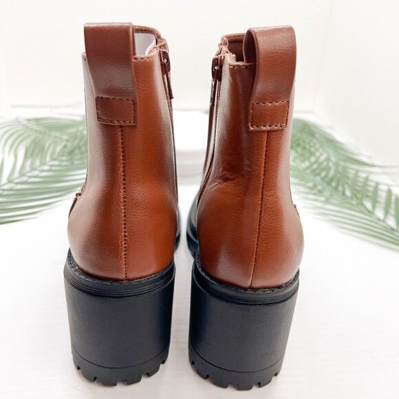 SO Women's Chelsea Side Zip Chunky Heeled Ankle Boots Size 7.5 Brown NWB - Picture 7 of 12